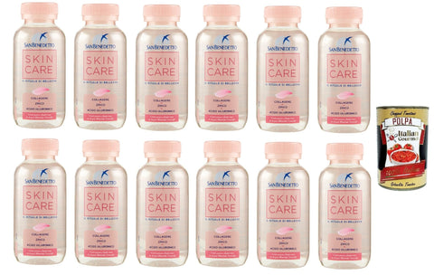 San Benedetto Skincare Eau Minérale Naturelle Au Collagène, Zinc Et Acide Hyaluronique, Eau Au Goût De Pêche Et De Fruits Rouges, 12 X 22 Cl + Italian Gourmet Polpa 400 G