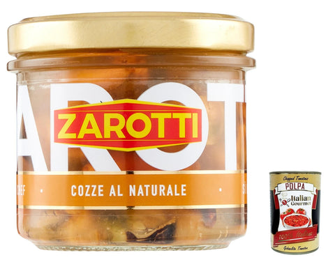 Zarotti Cozze Al Naturale Lot De 6 Coquillages En Verre 140 G + Polpa Gourmet Italien 400 G