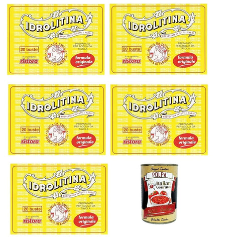 Ristora Idrolitina Preparato Per Acqua Da Tavola, Préparation Pour Eau De Table, 5 X 200 G (20 Sachets) + Italian Gourmet Polpa 400 G