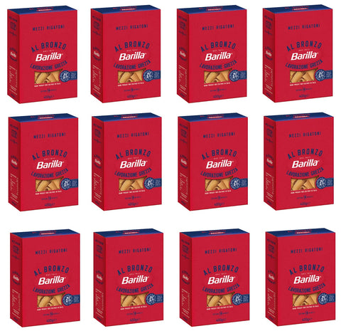 Barilla Mezzi Rigatoni Al Bronzo Lot De 12 Pâtes Tirées 400 G
