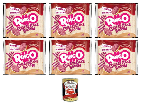 Ringo Pavesi Cheesecake Limited EditionCheesecake Booom 6x165g – Biscuits croquants fourrés au cheesecake crémeux – Édition limitée + Italian Gourmet polpa 400g