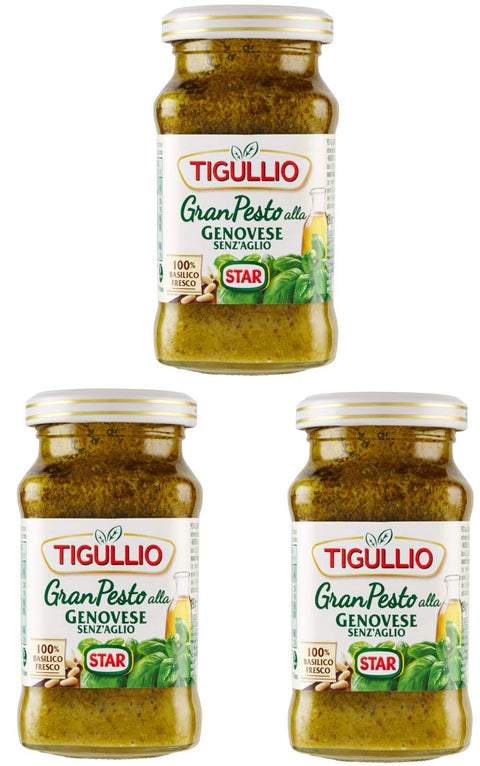 Tigullio: Gran Pesto Alla Genovese Pesto Sans Ail – 190 Ml (Lot De 3)