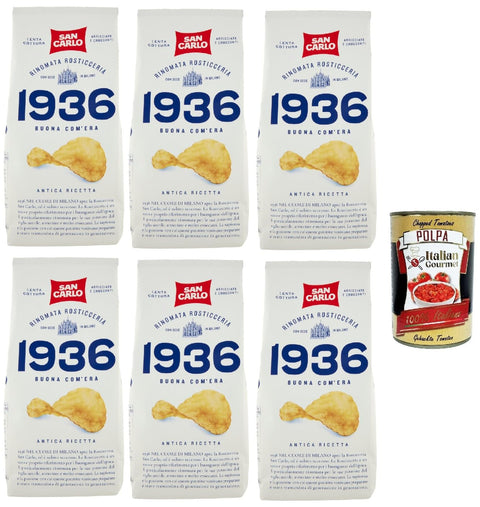 San Carlo 1936 Patatine Antica Ricetta Arricciate E Croccanti Rinomata Rosticceria – Senza Glutine, Chips De Pommes De Terre, Ancienne Recette, Sans Gluten, 6 X 150 G + Polpa Italian Gourmet 400 G