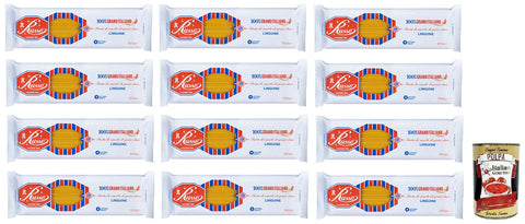 Russo Linguine N°80 Lot De 12 Pâtes À Semoule De Blé Dur, 100 % Blé Italien, Paquet De 500 G + Boîte De 400 G