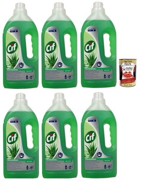 Cif Professional Pavimenti E Multiuso Aloe Vera, Nettoyant Pour Sols Et Multi-Usages, 6 X 1 Litre, À L'aloe Vera + Italian Gourmet Polpa 400 G