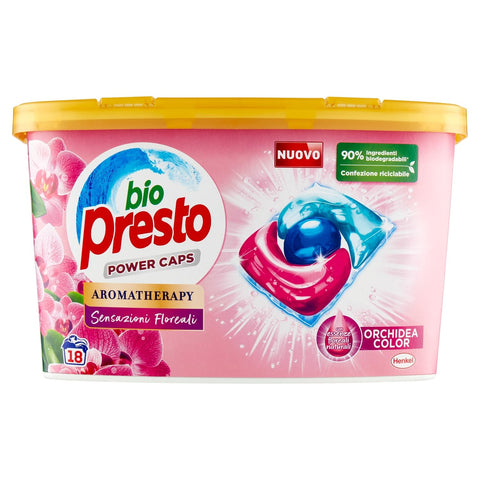 Bio Presto Power Caps Color, Lessive Machine À Laver Prédosée En Capsules, Lot De 18 Lavages