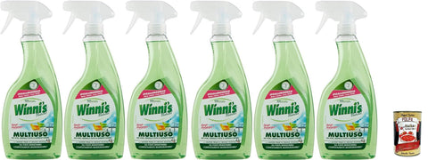 Winni's Lot De 6 Sprays Nettoyants Hypoallergéniques Multi-Usages Pour Le Verre, Les Miroirs Et Les Surfaces Lavables, Sans Rinçage, 500 Ml + Italian Gourmet Polpa 400 G