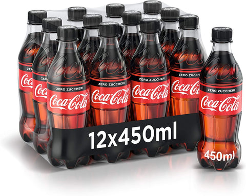 Coca-Cola Zero Lot De 24 Courgettes Sans Sucre Italian Boisson Non Alcoolisée Pet 450 Ml Coca Cola
