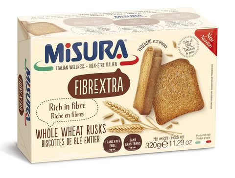 3 X Misura Fibraextra Fette Biscottate Extra Fibre Whole Wheat (Integrale) Rusks Cackers 320 G Health Food!