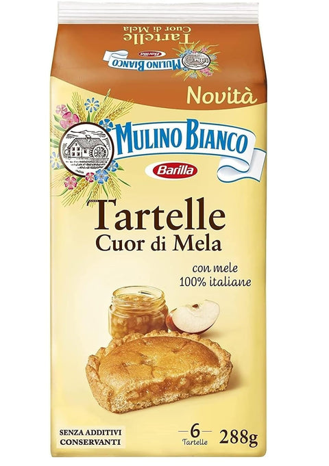 16x Mulino Bianco Tartelle Cuor Di Mela, Tortine Avec Mele 100 % Italienne, Pan Di Spagna E Pasta Frolla, Senza Olio Di Palma E Senza Additivi Conservanti, Confezione Avec 6 Tartelle