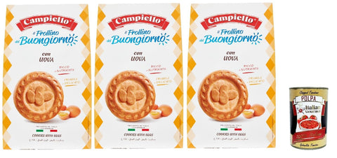 Campiello Il Frollino Del Buongiorno Con Uova, Sablé Avec Des Œufs, Biscuits Avec Des Œufs, Cookies With Eggs, 3x 350g + Italian Gourmet Polpa 400g