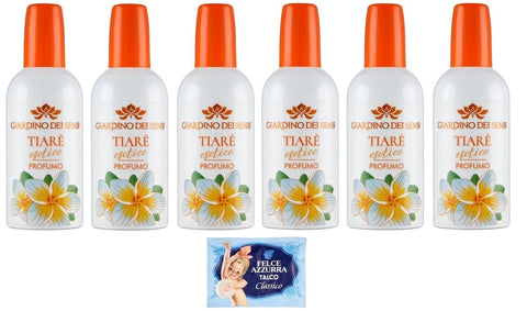 Giardino Dei Sensi Profumo Tiarè Esotico Lot De 6 Parfums Exotiques Pour Femme 100 Ml + 1 Sachet De Talc Felce Azzurra 100 G