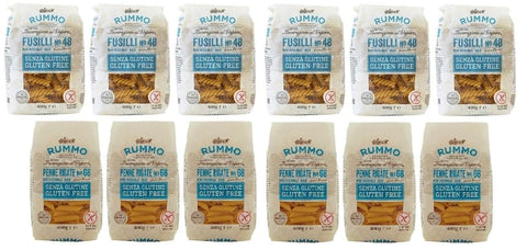 Rummo Pasta Sans Gluten Lot De 12 Paquets De Test Pour Fusilli + Penne Rigate, 400 G