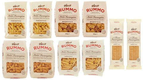 Rummo Pasta Penne Rigate - Spaghetti - Casarecce - Fusilli - Mafaldotte Lot De 10 Paquets De Test Pour Pâtes Italiennes À Base De Semoule De Blé Dur, Pâtes Italiennes 500g