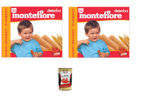 Montefiore Il Biscotto Per Infanzia Le Biscuit Pour Enfants Format Pratique 2 X 1330 G + Italian Gourmet Polpa 400 G