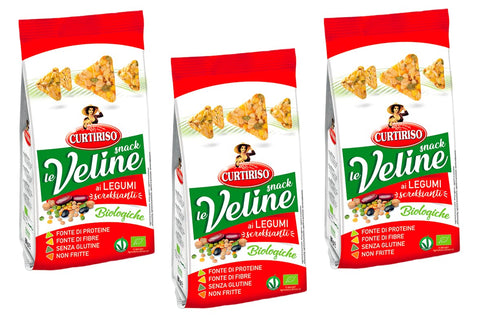 Curtiriso Le Veline Snack Ai Legumi Scrokkinati Biologico Lot De 3 Collations Bio Avec Légumineuses 80 G