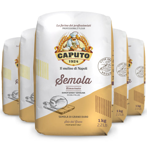 Farine Caputo Semola Grain Dur Rebroyé - 5 Kilos (Pack 5 X 1 Kg) - Idéal Pour Les Pâtes Fraîches Et Le Pain De Blé Dur. La Farine Préférée En Italie !