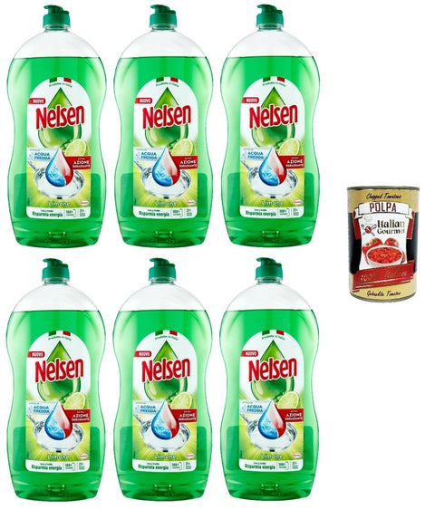 Nelsen Detersivo Per Stoviglie Limone Lot De 6 Bidons De Liquide Vaisselle Au Citron 850 Ml + Italian Gourmet Polpa 400 G