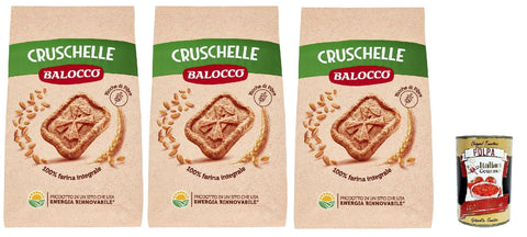 Balocco Cruschelle Biscotti Con Farina Integrale E Zucchero Di Canna, Biscuits Avec Des Biscuits À La Farine Complète Et Aux Biscuits À La Cassonade, 3x 350g + Italian Gourmet Polpa 400g