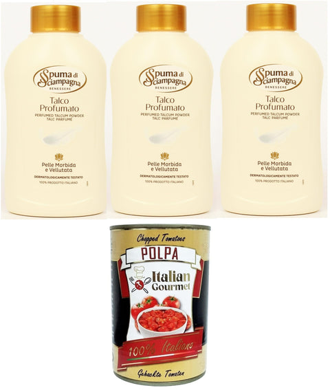 Spuma Di Sciampagna Talco Profumato In Barattolo Talc Parfumé 3 X 200 G + Italian Gourmet Polpa 400 G
