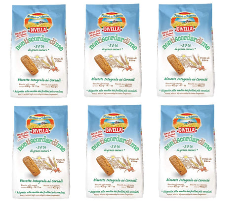 Lot De 6 Biscuits Italiens Divella Non Ti Scordar Di Me Biscotti Integrali Ai Céréales Avec Céréales 400 G
