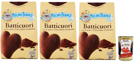 Mulino Bianco Batticuori Biscotti Con Cacao E Cioccolato, Biscuits Au Cacao Et Au Chocolat, Cookies, 3 X 350 G + Polpa Italien Gourmet 400 G