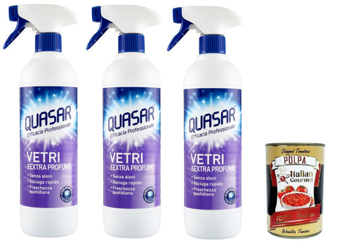Quasar Efficacia Professionale Extra Profumo Professional Effectiveness Extra Parfum Nettoyant Pour Vitres 3 X 580 Ml + Italian Gourmet Polpa Di Pomodoro 400 G