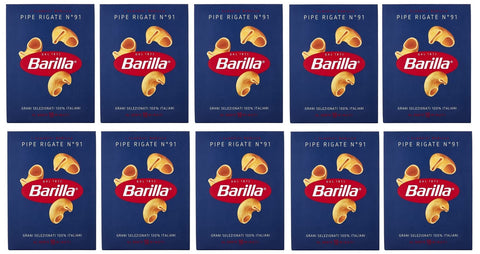 Lot De 10 Pâtes Italiennes Barilla Pipe Rigate No. 91 500 G