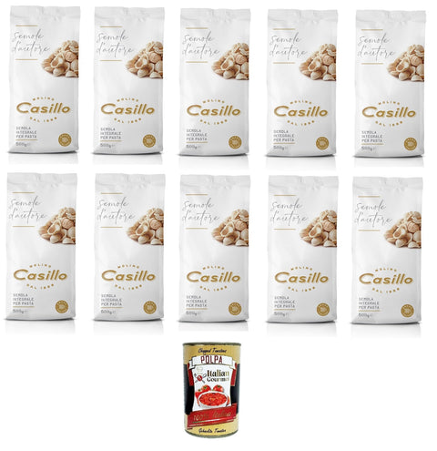 Molino Casillo Semola D'autore Farina Di Semola Rimacinata Intégrale Per Pâtes Farine De Semoule Pour Pâtes 10 X 500 G + Italian Gourmet Polpa 400 G