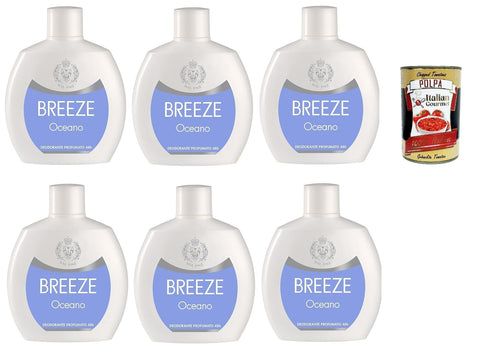 Breeze Oceano Squeeze Déodorant Sans Gaz Et Sans Sels D'aluminium Déodorant Parfumé 48h 6 X 100 Ml + Italian Gourmet Polpa 400 G