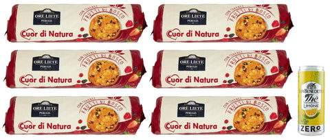 Ore Liete Cuor Di Natura Biscotti Con Cereali Lot De 6 Biscuits Avec Céréales Et Baies, Sans Sucre Ajouté, 250 G + 1 Sachet De Thé Glacé San Benedetto Au Citron Sans Sucre 330 Ml