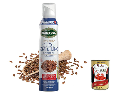 Sprayleggero Mantova Olio Di Lino Lot De 6 Sprays D'huile De Lin Pure Sans Agent Moussant 200 Ml + Polpa Italien Gourmet 400 G