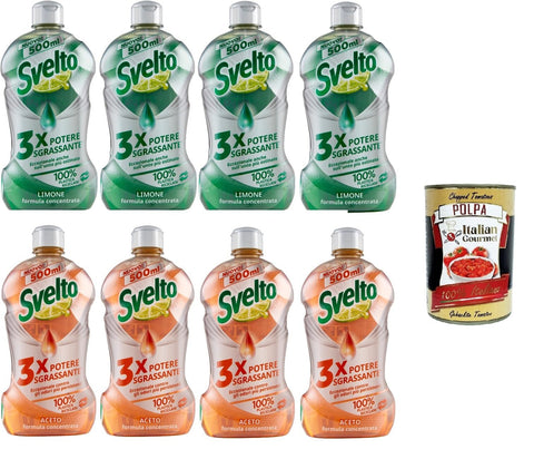 Svelto Piatti A Mano Concentrato Lot De 4 Paquets De 500 Ml De Vinaigre Concentré 4 X 500 Ml + Italian Gourmet Polpa 400 G