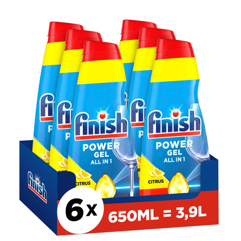 Finish Power Gel Citrus - Liquide Vaisselle Pour Lave-Vaisselle - 6 X 650 Ml