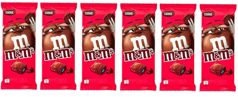 M&M's Cookie Lot De 6 Tableaux De Chocolat Au Lait Avec Mini M&M's Et Morceaux De Biscuits 165 G