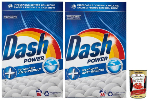 Dash Power Detersivo Lavatrice In Polvere, Lessive En Poudre, Technologie Anti-Résidus, 86 Lavages 4300 G + Italian Gourmet Polpa 400 G