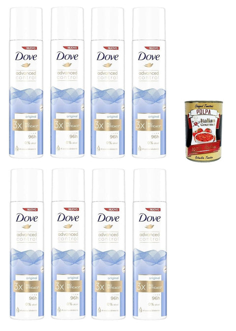 Dove Advanced Control Original Déodorant En Spray 0 % Alcool, Protection 96 H, 8 X 100 Ml + Italian Gourmet Polpa 400 G