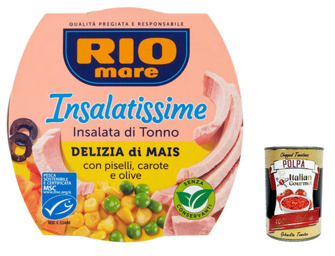 Rio Mare Tonno Insalatissime Delizia Lot De 3 Maïs Et Thon 160 G + Polpa Italian Gourmet 400 G