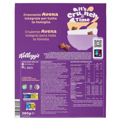 10x Kellogg's Oaties Avena Croccante al cacao Flocons d'avoine croustillants au cacao 360 g