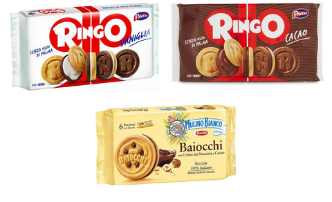 Mulino Bianco Baiocchi Pavesi Ringo Cacao E Vaniglia Biscuits Cookies Lot De 3