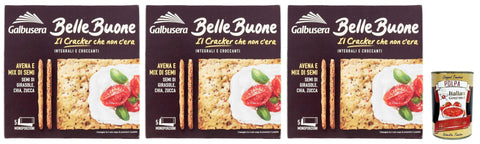 Galbusera Bellebuone, Craquelins Avec Avoine Et Graines De Tournesol, Chia Et Citrouille, 3 X 200 G + Italian Gourmet Polpa 400 G