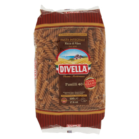 Pasta Divella Fusilli Integrale N. 40 Lot De 24 Pâtes Italiennes 500 G + Polpa Italian Gourmet 400 G