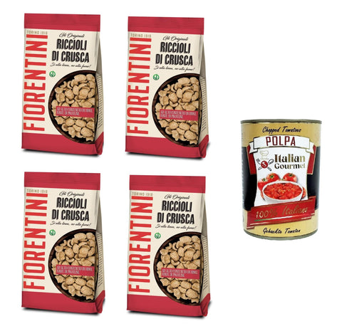 Fiorentini Gli Originali Riccioli Di Crusca Lot De 4 Paires De Chaussettes Originales « Ja Zur Figur, Non Zum Hunger » 4 X 250 G + Italian Gourmet Polpa 400 G