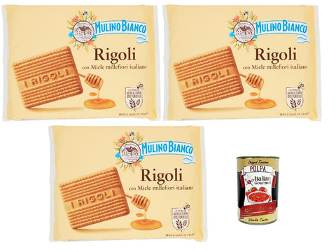 Mulino Bianco Rigoli, Biscotti Con Miele Millefiori Italiano, Biscuits Au Miel Millefiori Italien, 3x 800g + Italian Gourmet Polpa 400g