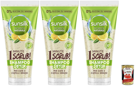 Sunsilk Lot De 3 Shampoings Détox Exfoliants Au Thé Vert Et Citron Pour Cuir Chevelu Et Cheveux Gras + Polpa Italien Gourmet 400 G