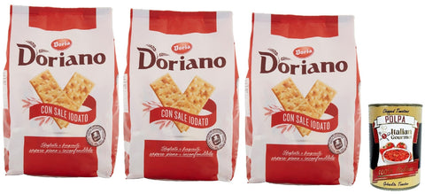 Doria Cracker Doriano Con Sale Iodato, Crackers Salati Biscuits Salés 3 X 700 G + Italian Gourmet Polpa 400 G