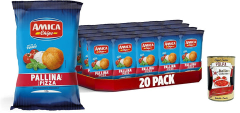 Amica Chips | Patatine Palline Al Gusto Pizza, Pizza, Maïs, Snacks Au Four, Avec Huile De Graines De Tournesol, 20 X 125 G, Avec Italian Gourmet Polpa 400 G