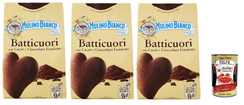 Mulino Bianco Batticuori Biscotti Con Cacao E Cioccolato, Biscuits Au Cacao Et Au Chocolat, Biscuits Cookies, 3x 350g + Italian Goiurmet Polpa 400g