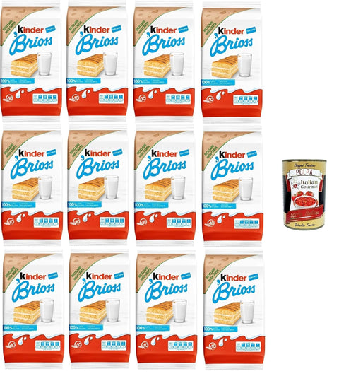 Kinder Brioss - 10 Collations Gâteau Éponge, Bien Sûr 100% De Garniture De Lait Italien, Excellent Pour Le Petit Déjeuner Et Les Collations, 12x 270 + Italian Gourmet Polpa 400g