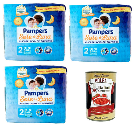 Sole E Luna Mini N°2 Il Absorbe, Enveloppe, Est Confortable 3 Paquets De 21 Pièces + Italian Gourmet Polpa 400 G